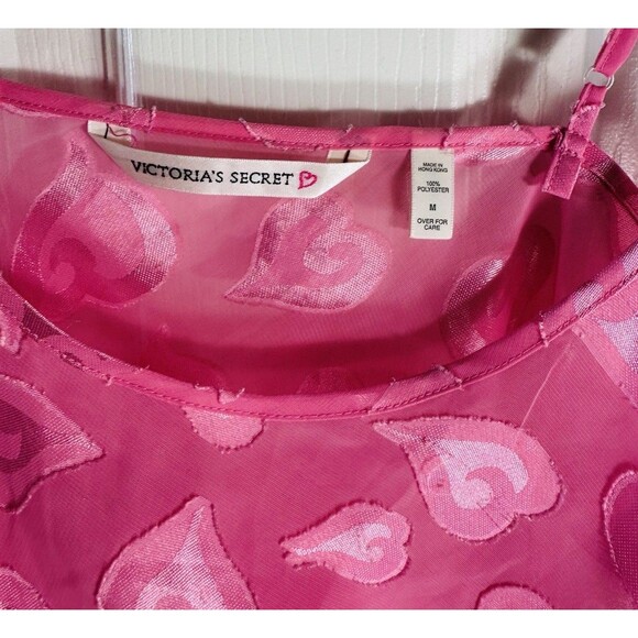 Victoria’s Secret The Lacie Pink Heart Lace Valentine's Day Slip Dress SZ M Y2K - Picture 6 of 7